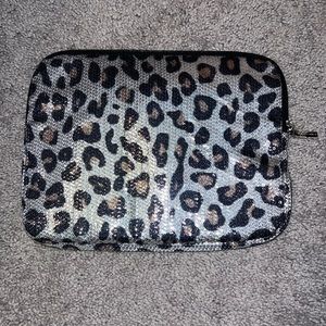 Padded Leopard Print Pouch